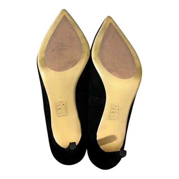 Melyann Throw Black Velvet Pumps Women's 8 Heels Point Toe - Picture 6 of 7